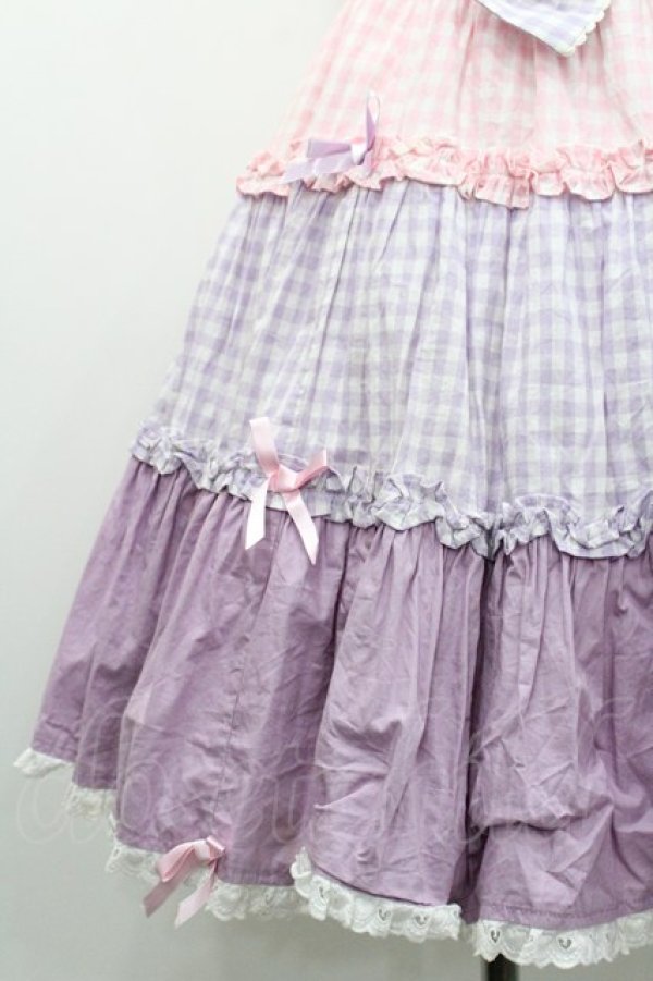 画像4: Angelic Pretty / カラフルギンガムジャンパースカート  ピンク×ラベンダー I-26-01-29-026-AP-OP-TE-ZI (4)