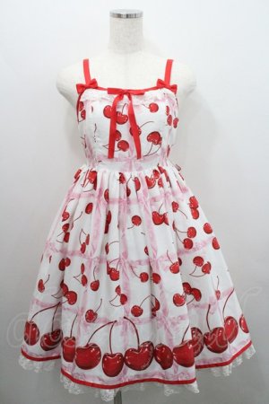 画像: Angelic Pretty / Charming Cherryジャンパースカート  白Ｘピンク I-26-01-29-027-AP-OP-SA-ZI