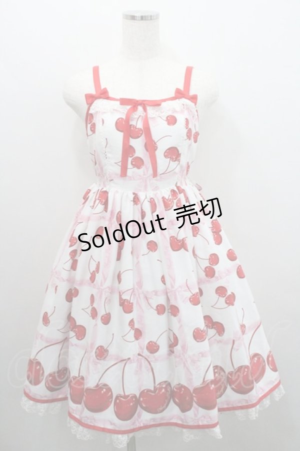 画像1: Angelic Pretty / Charming Cherryジャンパースカート  白Ｘピンク I-26-01-29-027-AP-OP-SA-ZI (1)