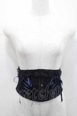 画像: MR corset / サイド編み上げコルセット  黒Ｘ紺 I-26-01-31-001-PU-ZA-SA-ZI