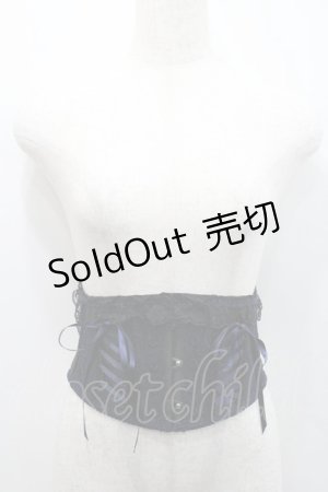 画像: MR corset / サイド編み上げコルセット  黒Ｘ紺 I-26-01-31-001-PU-ZA-SA-ZI