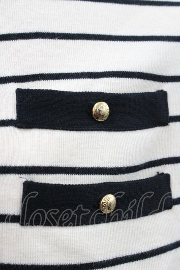 画像3: INGEBORG / ストライプ半袖カーディガン  アイボリー×ブラック I-26-01-31-024-LO-TO-SA-ZI (3)