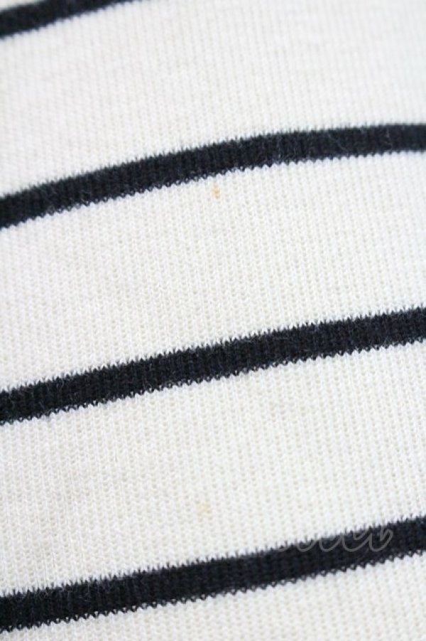 画像4: INGEBORG / ストライプ半袖カーディガン  アイボリー×ブラック I-26-01-31-024-LO-TO-SA-ZI (4)