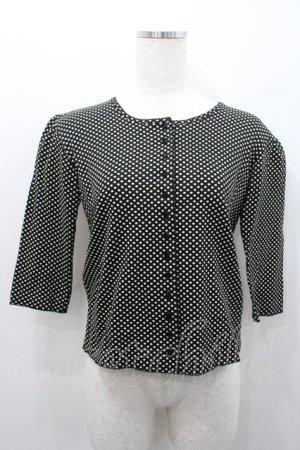 画像: INGEBORG / 水玉五分袖カットソーカーディガン  ブラック I-26-01-31-026-LO-TO-SA-ZI