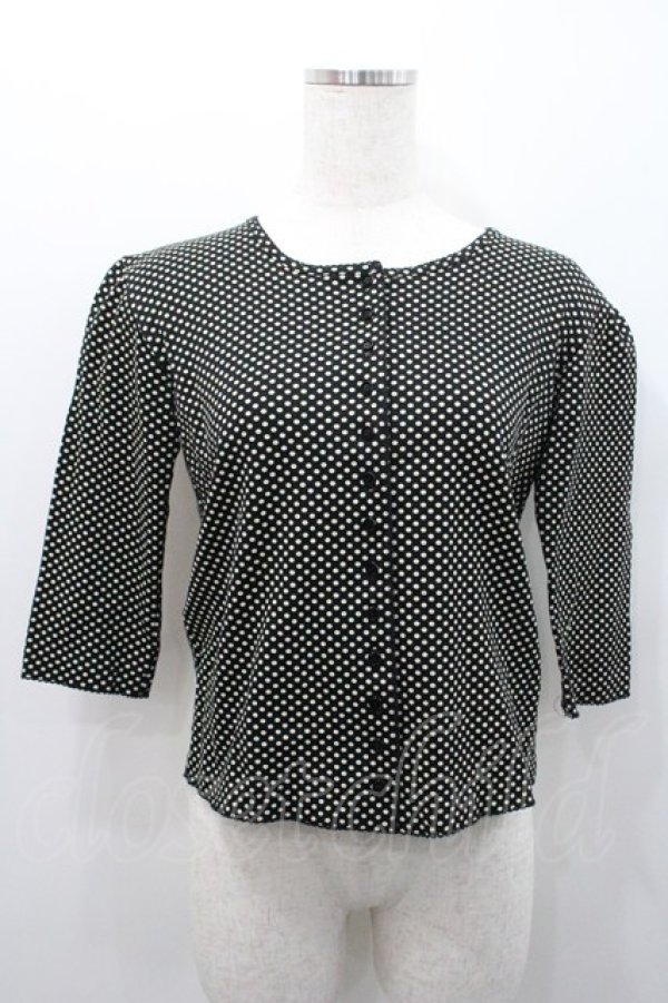 画像1: INGEBORG / 水玉五分袖カットソーカーディガン  ブラック I-26-01-31-026-LO-TO-SA-ZI (1)