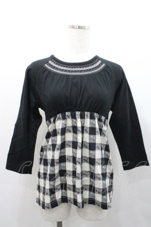 画像: PINK HOUSE / チェリー柄切替トップス L ブラック I-26-01-31-028-LO-TO-SA-ZI