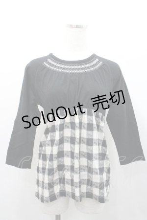 画像: PINK HOUSE / チェリー柄切替トップス L ブラック I-26-01-31-028-LO-TO-SA-ZI