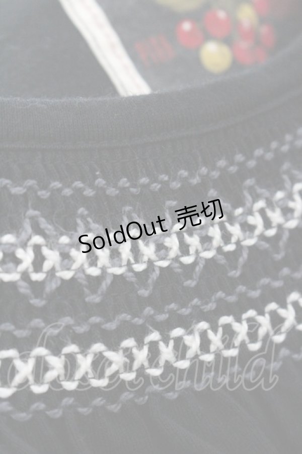 画像4: PINK HOUSE / チェリー柄切替トップス L ブラック I-26-01-31-028-LO-TO-SA-ZI (4)