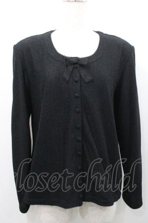 画像: INGEBORG / 胸元リボン付きカーディガン  ブラック I-26-01-31-032-LO-TO-SA-ZI