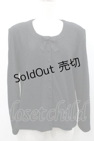 画像: INGEBORG / 胸元リボン付きカーディガン  ブラック I-26-01-31-032-LO-TO-SA-ZI