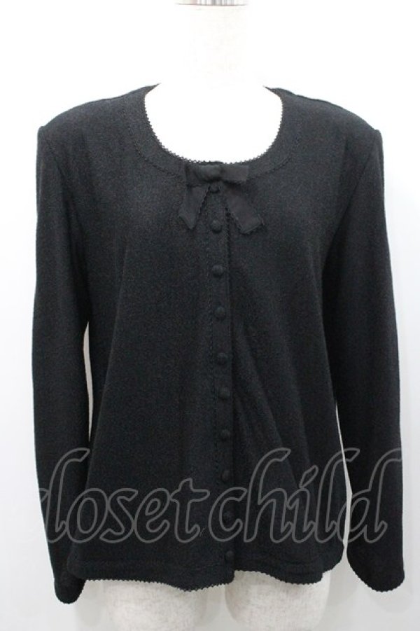 画像1: INGEBORG / 胸元リボン付きカーディガン  ブラック I-26-01-31-032-LO-TO-SA-ZI (1)