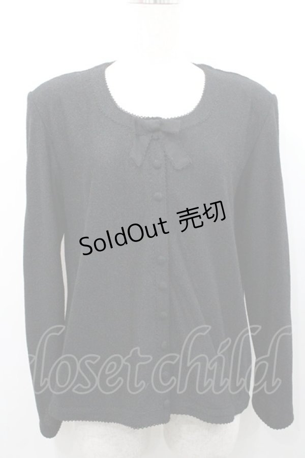 画像1: INGEBORG / 胸元リボン付きカーディガン  ブラック I-26-01-31-032-LO-TO-SA-ZI (1)