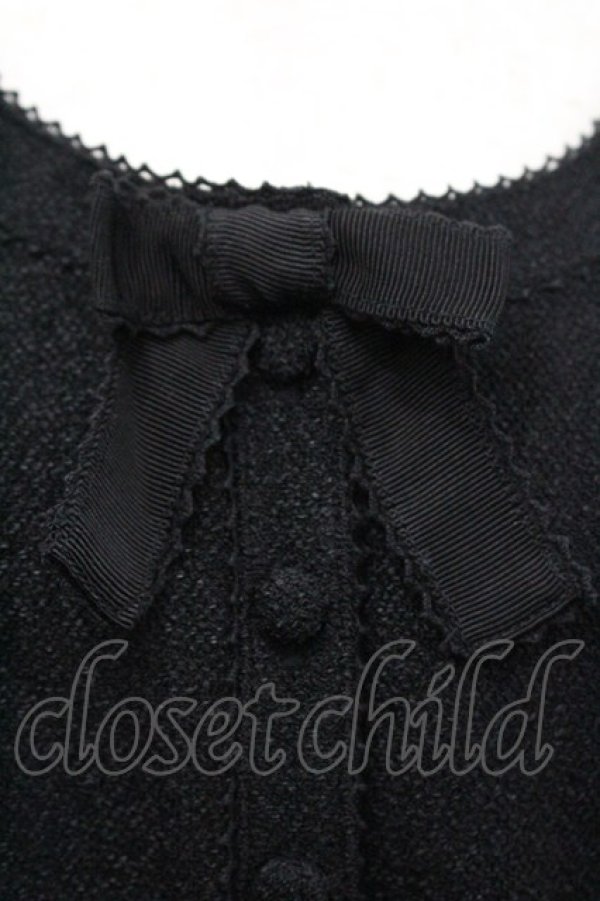 画像3: INGEBORG / 胸元リボン付きカーディガン  ブラック I-26-01-31-032-LO-TO-SA-ZI (3)