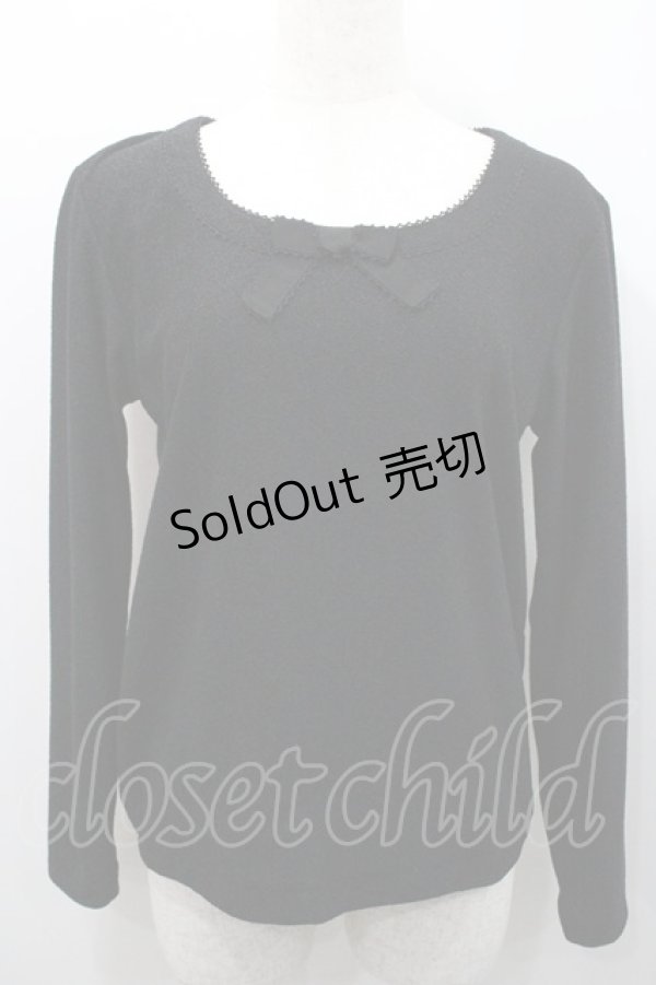 画像1: INGEBORG / 胸元リボン長袖トップス  ブラック I-26-01-31-034-LO-TO-SA-ZI (1)