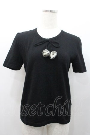 画像: INGEBORG / レオパードファーポンポン付きプルオーバー L ブラック I-26-01-31-037-LO-TO-SA-ZI