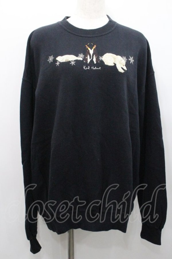 画像1: Karl Helmut / 白くまペンギンアザラシ刺繍プルオーバー L ブラック I-26-01-31-038-EL-TO-SA-ZI (1)