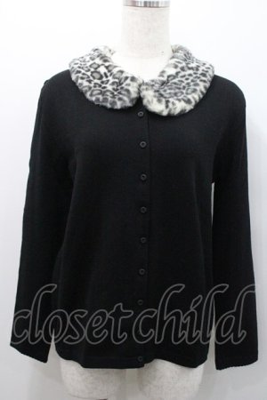 画像: INGEBORG / レオパードファー襟付きカーディガン L ブラック I-26-01-31-039-LO-TO-SA-ZI