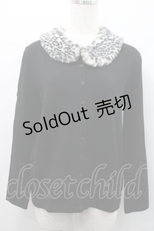 画像: INGEBORG / レオパードファー襟付きカーディガン L ブラック I-26-01-31-039-LO-TO-SA-ZI