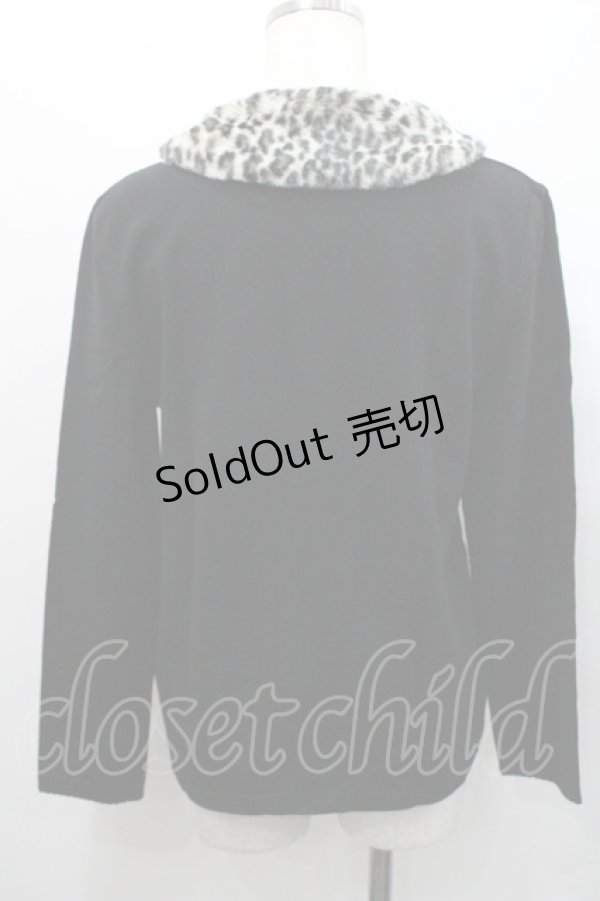 画像2: INGEBORG / レオパードファー襟付きカーディガン L ブラック I-26-01-31-039-LO-TO-SA-ZI (2)