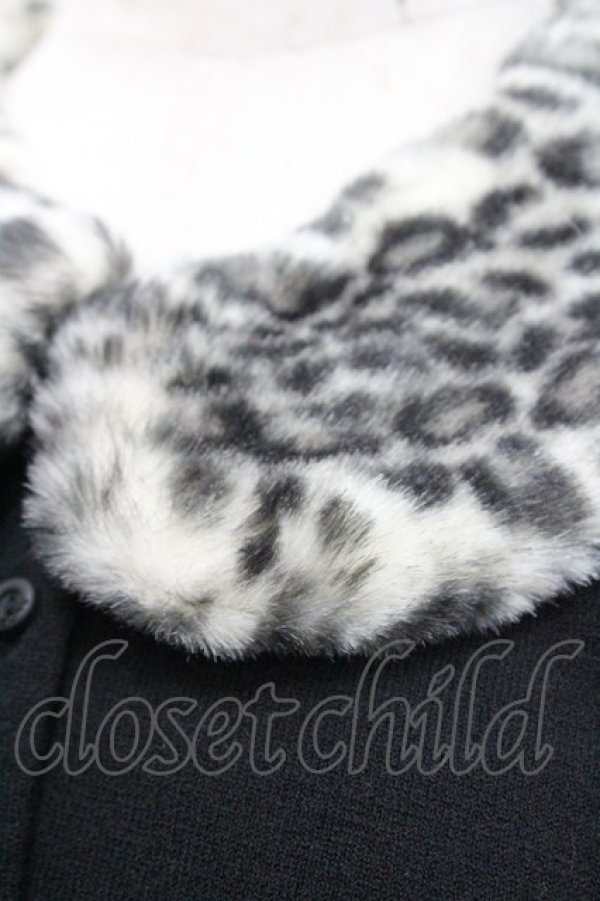 画像3: INGEBORG / レオパードファー襟付きカーディガン L ブラック I-26-01-31-039-LO-TO-SA-ZI (3)