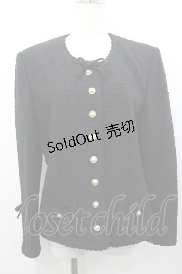 画像1: INGEBORG / ツイード調金ボタンジャケット M ブラック I-26-01-31-041-LO-JA-SA-ZI (1)