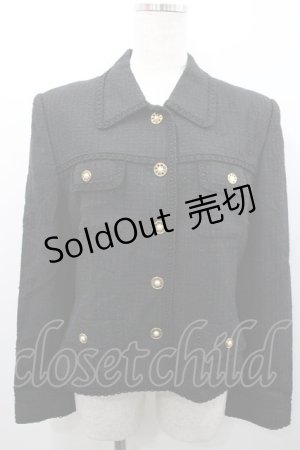 画像: INGEBORG / ロゴパールボタンジャケット  黒Ｘゴールド I-26-01-31-042-LO-JA-SA-ZI