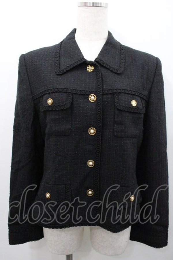 画像1: INGEBORG / ロゴパールボタンジャケット  黒Ｘゴールド I-26-01-31-042-LO-JA-SA-ZI (1)