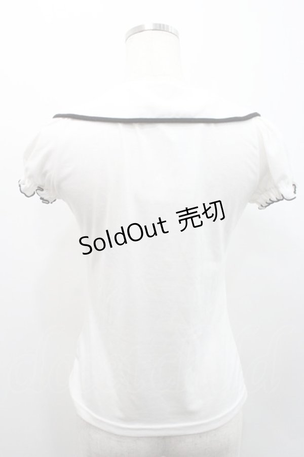 画像2: Ank Rouge / フロントピンタック半袖カットソー  白ｘ黒 I-26-01-31-005-CA-TO-SA-ZI (2)