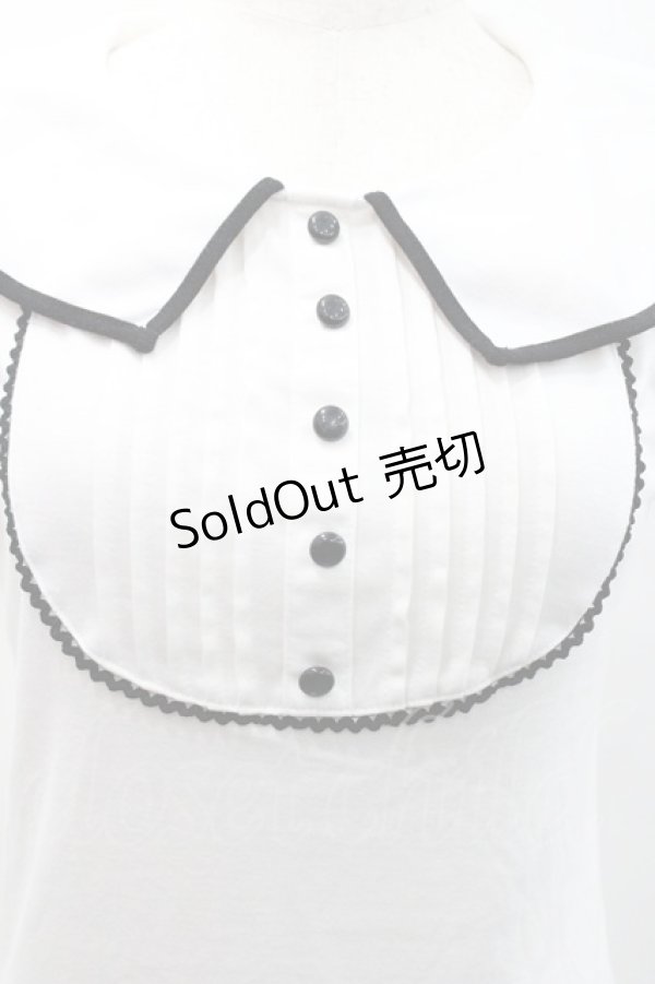 画像3: Ank Rouge / フロントピンタック半袖カットソー  白ｘ黒 I-26-01-31-005-CA-TO-SA-ZI (3)