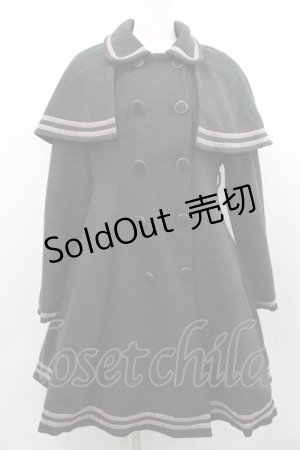 画像: axes femme POETIQUE / ケープ付きベロアラインコート  黒 I-26-01-31-048-AX-CO-SA-ZI