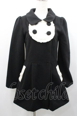 画像: Ank Rouge / ヨーク襟風コート  黒Ｘ白 I-26-01-31-049-CA-CO-SA-ZI