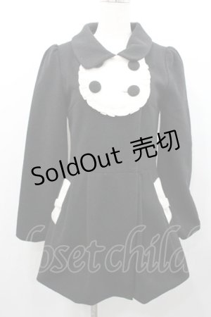 画像: Ank Rouge / ヨーク襟風コート  黒Ｘ白 I-26-01-31-049-CA-CO-SA-ZI