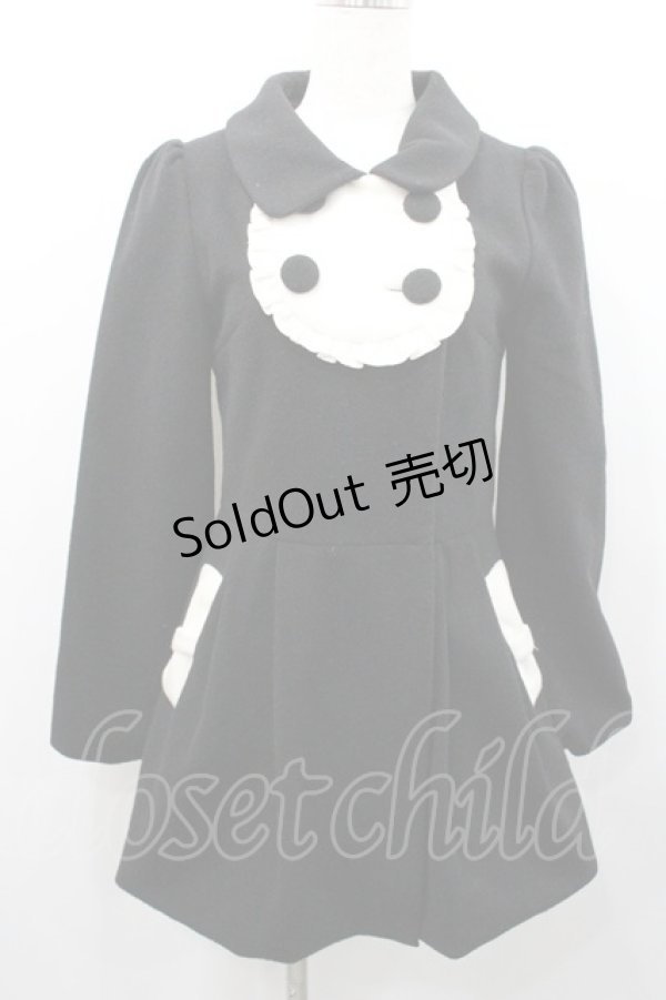 画像1: Ank Rouge / ヨーク襟風コート  黒Ｘ白 I-26-01-31-049-CA-CO-SA-ZI (1)