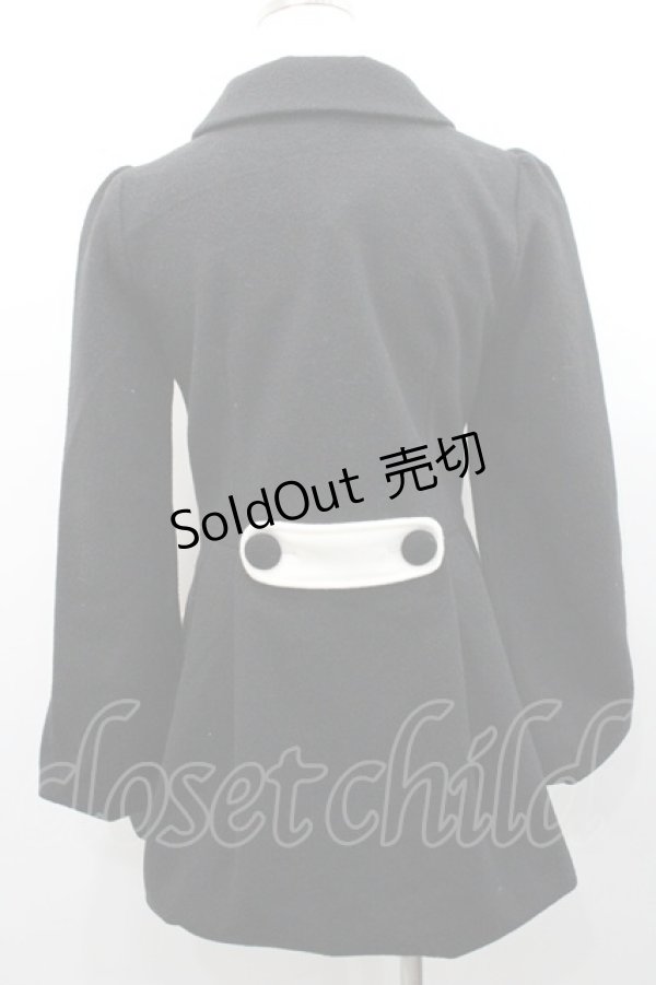 画像2: Ank Rouge / ヨーク襟風コート  黒Ｘ白 I-26-01-31-049-CA-CO-SA-ZI (2)