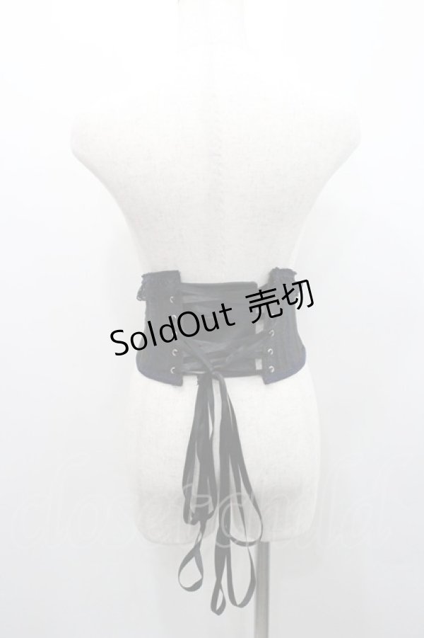 画像2: MR corset / サイド編み上げコルセット  黒Ｘ紺 I-26-01-31-001-PU-ZA-SA-ZI (2)