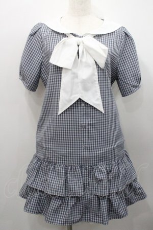 画像: Fi.n.t / ローウエストセーラーチェックシャツワンピース  黒Ｘ白 I-26-01-31-051-CA-OP-SA-ZI