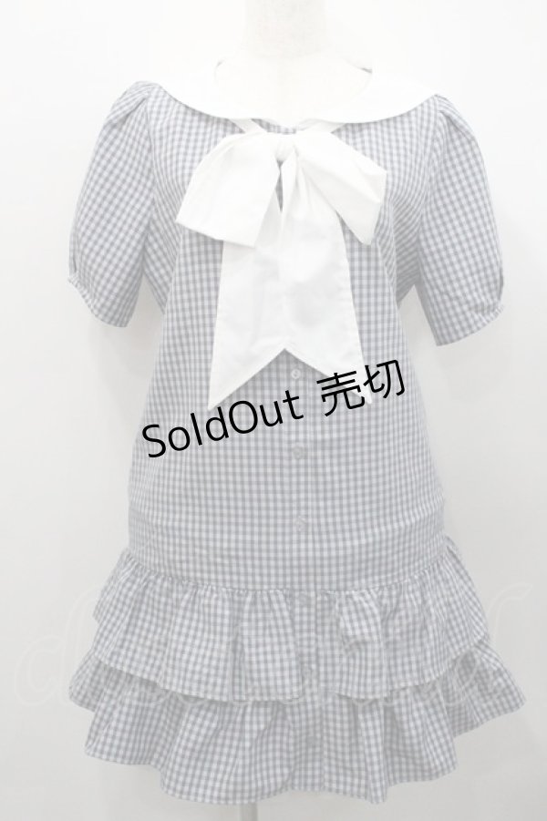 画像1: Fi.n.t / ローウエストセーラーチェックシャツワンピース  黒Ｘ白 I-26-01-31-051-CA-OP-SA-ZI (1)