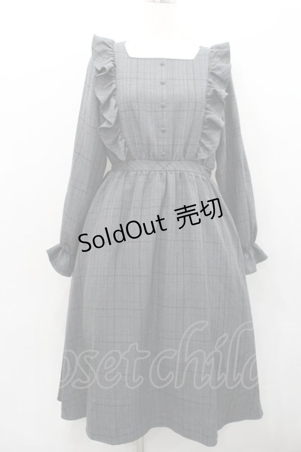 画像1: m petit by misako / チェック長袖ワンピース M グレーチェック I-26-01-31-054-LO-OP-SA-ZI (1)