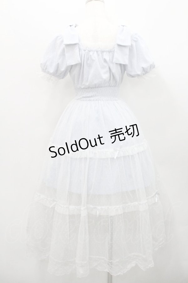 画像2: Honey Cinnamon / チュール重ねロングジャンパースカート  サックスＸ白 I-26-01-31-055-LO-OP-SA-ZI (2)