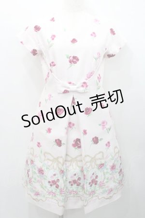 画像: JESUS DIAMANTE / フレンチドールワンピ  オーナメントリボン柄オフ白 I-26-01-31-058-JE-OP-SA-ZI