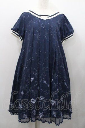 画像: axes femme kawaii / 星座柄セーラーワンピース M ネイビーＸ白 I-26-01-31-062-AX-OP-SA-ZI