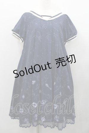 画像: axes femme kawaii / 星座柄セーラーワンピース M ネイビーＸ白 I-26-01-31-062-AX-OP-SA-ZI
