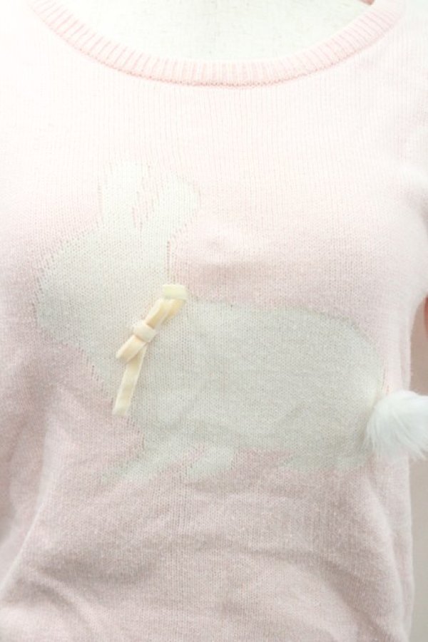 画像3: Swankiss / ウサギ柄半袖ニット  ピンク I-26-01-31-007-CA-TO-SA-ZI (3)