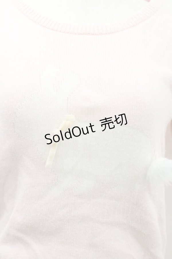 画像3: Swankiss / ウサギ柄半袖ニット  ピンク I-26-01-31-007-CA-TO-SA-ZI (3)