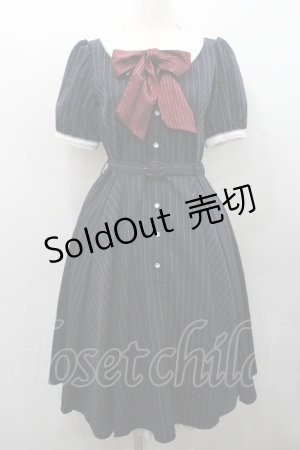 画像: Secret Honey / ストライプロングシャツワンピース  ネイビーＸボルドー I-26-01-31-063-CA-OP-SA-ZI