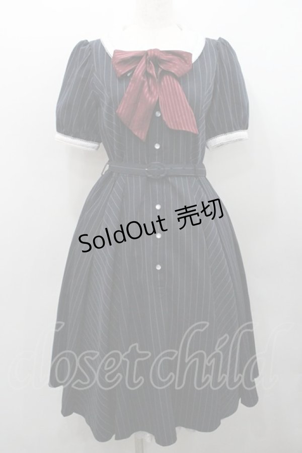 画像1: Secret Honey / ストライプロングシャツワンピース  ネイビーＸボルドー I-26-01-31-063-CA-OP-SA-ZI (1)