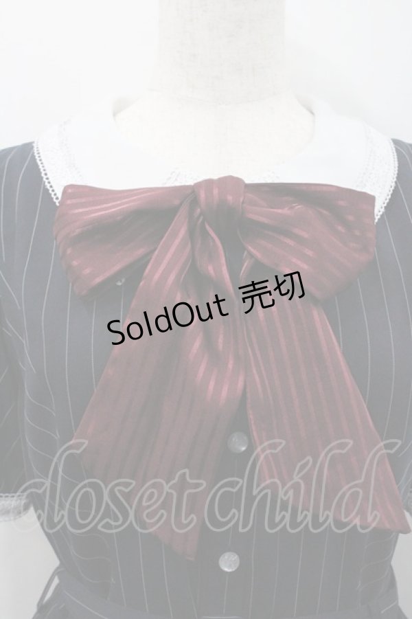 画像3: Secret Honey / ストライプロングシャツワンピース  ネイビーＸボルドー I-26-01-31-063-CA-OP-SA-ZI (3)