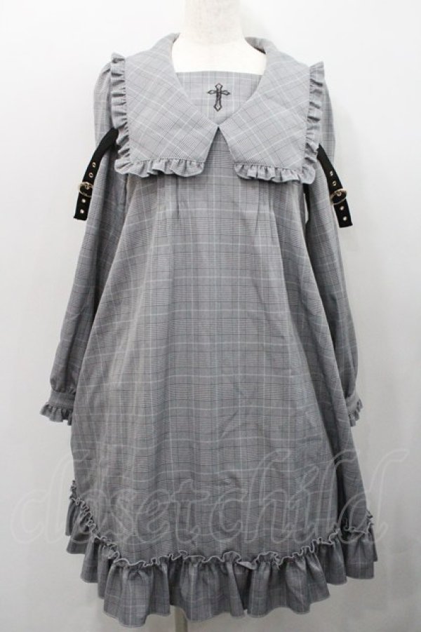 画像1: Amavel / Rosary Frill Aラインワンピース  黒チェック I-26-01-31-064-CA-OP-SA-ZI (1)