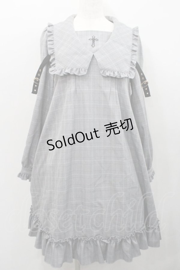 画像1: Amavel / Rosary Frill Aラインワンピース  黒チェック I-26-01-31-064-CA-OP-SA-ZI (1)