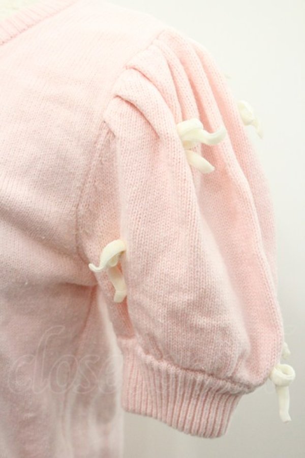 画像4: Swankiss / ウサギ柄半袖ニット  ピンク I-26-01-31-007-CA-TO-SA-ZI (4)
